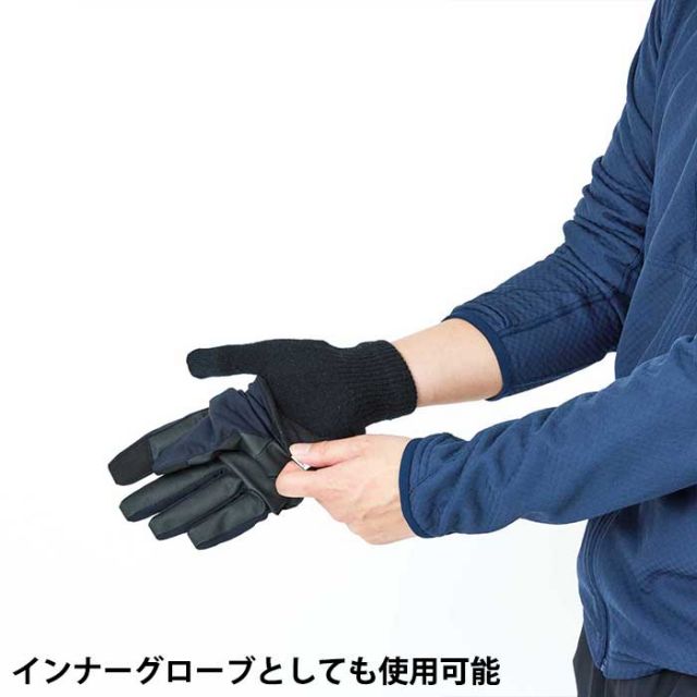 カリマー グローブ 手袋 ウールグローブ KARRIMOR 200162 wool glove メンズ レディース ユニセックス インナーグローブ スマホ対応 タッチパネル対応 インディゴ ブラック (240908)