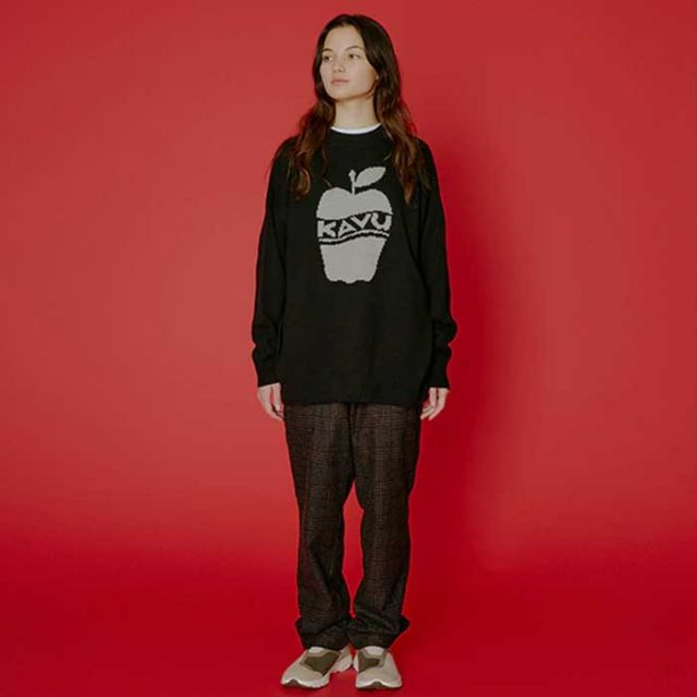カブ ニット KAVU 19821916 アップルニット メンズ レディース ユニセックス ブラック グリーン S M L ジャパンフィット 秋冬 (240908)