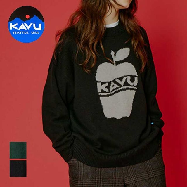 カブ ニット KAVU 19821916 アップルニット メンズ レディース ユニセックス ブラック グリーン S M L ジャパンフィット 秋冬 (240908)