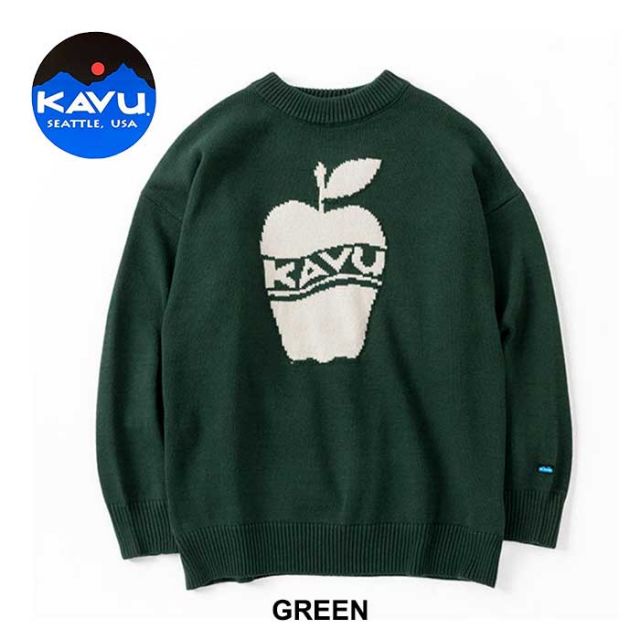 カブ ニット KAVU 19821916 アップルニット メンズ レディース ユニセックス ブラック グリーン S M L ジャパンフィット 秋冬 (240908)