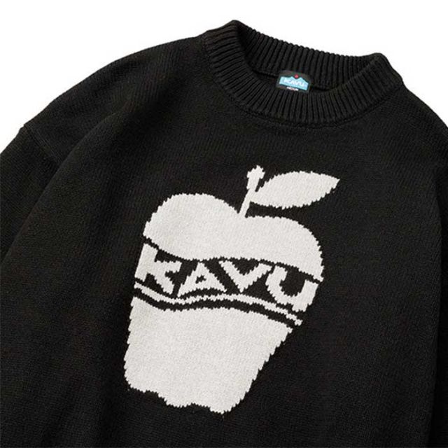 カブ ニット KAVU 19821916 アップルニット メンズ レディース ユニセックス ブラック グリーン S M L ジャパンフィット 秋冬 (240908)