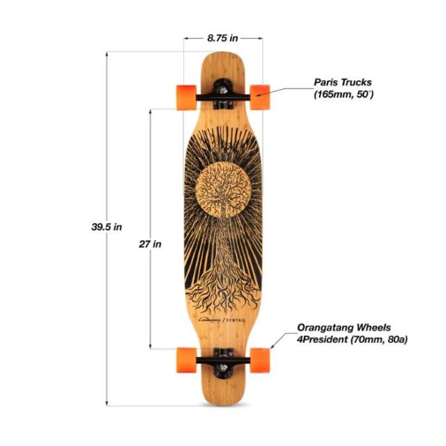 ローデッド LOADED  シムテール ロンスケ スケボー ロングスケートボード Symtail コンプリート カービング パンピング 165mm 50° 70mm / 4 President 80a