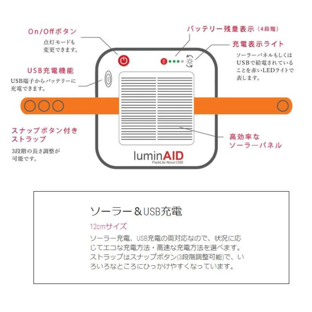 ランタン ソーラー  防災 ソーラーランタン LuminAID PACKLITE FIREFLY ルミンエイド ファイアフライ 充電式 防水 LED ソーラーパネル USB充電