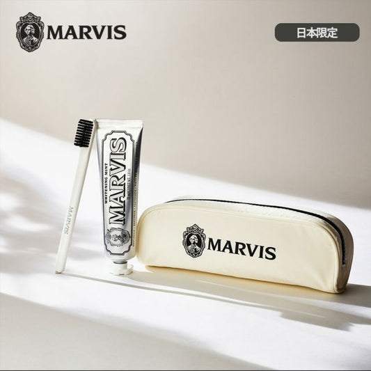 マーヴィス イン・アンド・アウト ホワイト トラベルセット ホワイトミント75mL＋トゥースブラシ＋パファーポーチ MARVIS旅行用 歯磨き粉 ギフト おしゃれ イタリア製 正規品