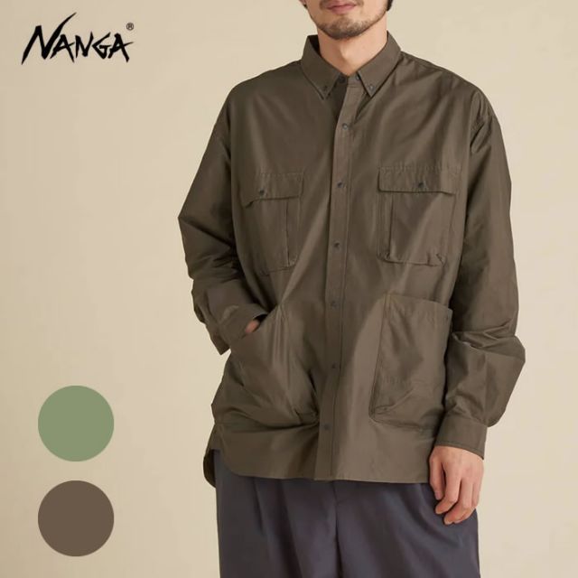 ナンガ 長袖シャツ メンズ NANGA C/N RIPSTOP CAMP SHIRT コットンナイロン リップストップ キャンプシャツ (240321)