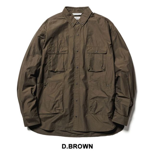 ナンガ 長袖シャツ メンズ NANGA C/N RIPSTOP CAMP SHIRT コットンナイロン リップストップ キャンプシャツ (240321)