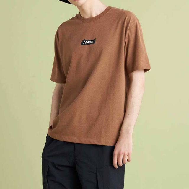 ナンガ 半袖 tシャツ NANGA ECO HYBRID MT LOGO TEE エコハイブリッド MTロゴティー メンズ レディース ユニセックス ブラック ブラウン ホワイト 白T ロゴt 春夏 メール便 (240409)