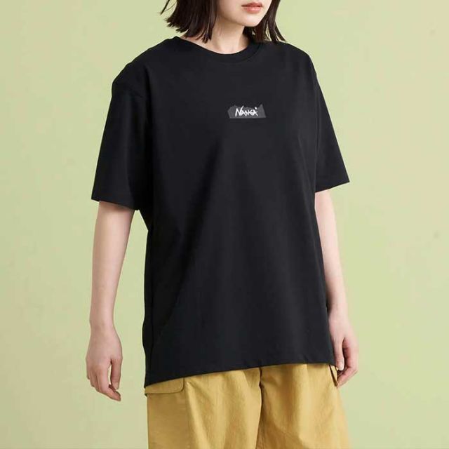 ナンガ 半袖 tシャツ NANGA ECO HYBRID MT LOGO TEE エコハイブリッド MTロゴティー メンズ レディース ユニセックス ブラック ブラウン ホワイト 白T ロゴt 春夏 メール便 (240409)