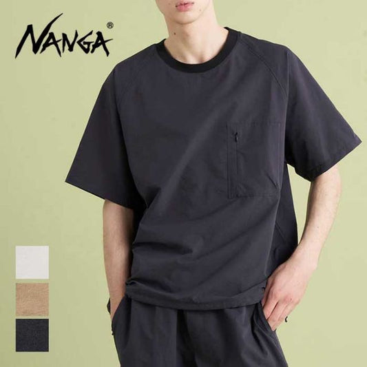 ナンガ tシャツ 半袖 NANGA DotAir COMFY TEE ドットエア コンフィー ティー M / L / XL ブラック ベージュ 吸汗 速乾 春夏 メール便 (240421)