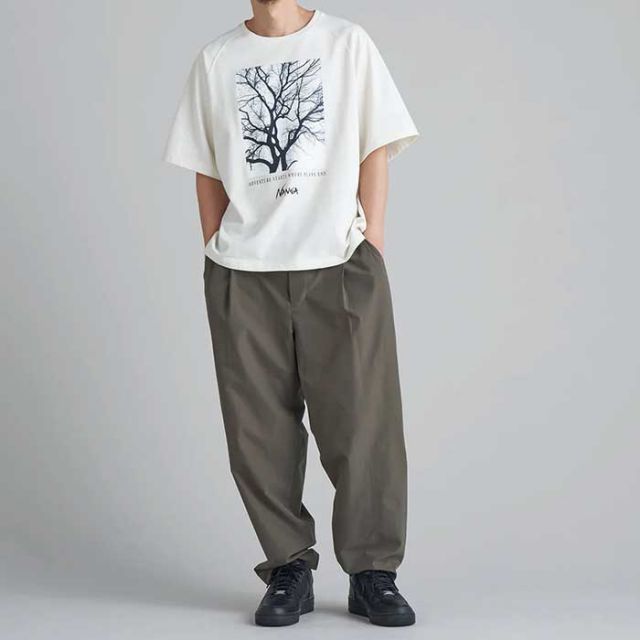 ナンガ tシャツ 半袖 nanga ECO HYBRID STAY TEE エコハイブリッド ステイティー ブラック ホワイト グレー フリーサイズ ビックシルエット ゆったり オーバーサイズ ラグランスリーブ 春夏 メール便 (240423)