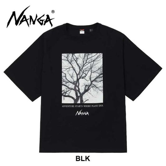 ナンガ tシャツ 半袖 nanga ECO HYBRID STAY TEE エコハイブリッド ステイティー ブラック ホワイト グレー フリーサイズ ビックシルエット ゆったり オーバーサイズ ラグランスリーブ 春夏 メール便 (240423)