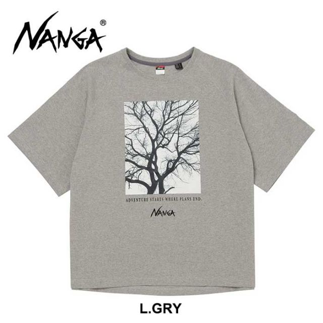 ナンガ tシャツ 半袖 nanga ECO HYBRID STAY TEE エコハイブリッド ステイティー ブラック ホワイト グレー フリーサイズ ビックシルエット ゆったり オーバーサイズ ラグランスリーブ 春夏 メール便 (240423)