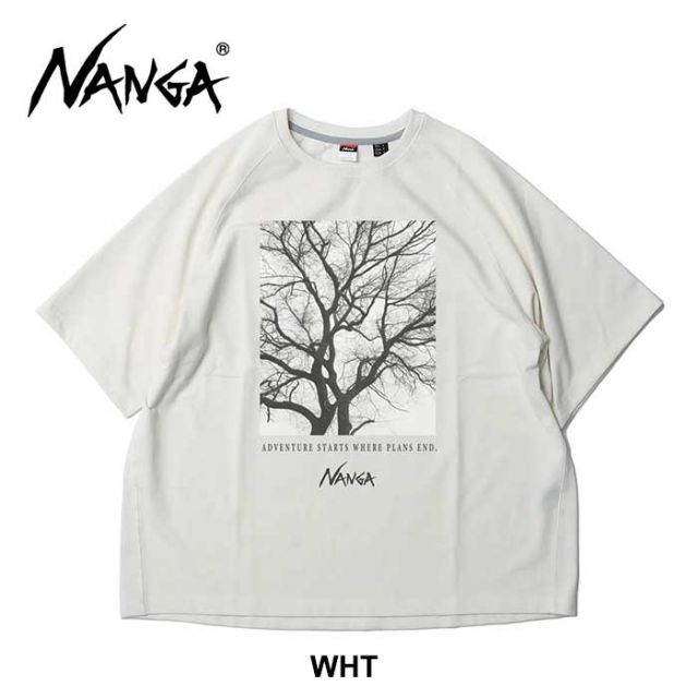 ナンガ tシャツ 半袖 nanga ECO HYBRID STAY TEE エコハイブリッド ステイティー ブラック ホワイト グレー フリーサイズ ビックシルエット ゆったり オーバーサイズ ラグランスリーブ 春夏 メール便 (240423)