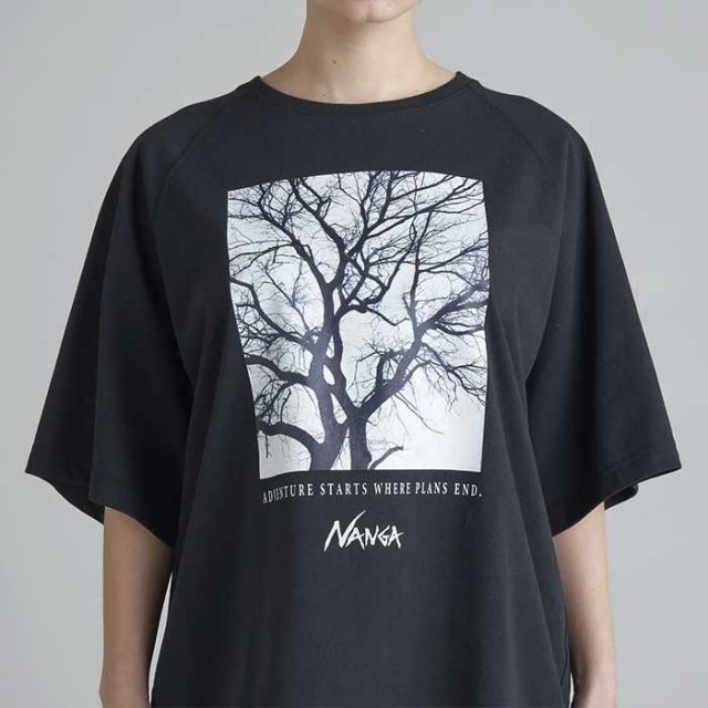 ナンガ tシャツ 半袖 nanga ECO HYBRID STAY TEE エコハイブリッド ステイティー ブラック ホワイト グレー フリーサイズ ビックシルエット ゆったり オーバーサイズ ラグランスリーブ 春夏 メール便 (240423)