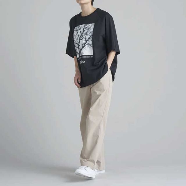 ナンガ tシャツ 半袖 nanga ECO HYBRID STAY TEE エコハイブリッド ステイティー ブラック ホワイト グレー フリーサイズ ビックシルエット ゆったり オーバーサイズ ラグランスリーブ 春夏 メール便 (240423)
