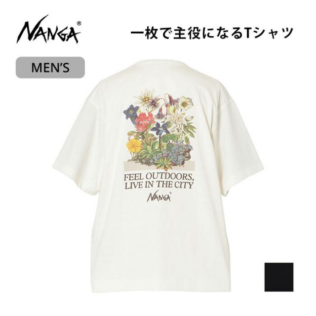 ナンガ エコハイブリッド ヴィンテージ フラワー Tシャツ NANGA ECO HYBRID VINTAGE FLOWER TEE N2610 半袖 クルーネック メンズ レディース ユニセックス リサイクルコットン キャンプ アウトドア 吸汗速乾 接触冷感 メール便