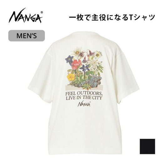 ナンガ エコハイブリッド ヴィンテージ フラワー Tシャツ NANGA ECO HYBRID VINTAGE FLOWER TEE N2610 半袖 クルーネック メンズ レディース ユニセックス リサイクルコットン キャンプ アウトドア 吸汗速乾 接触冷感 メール便