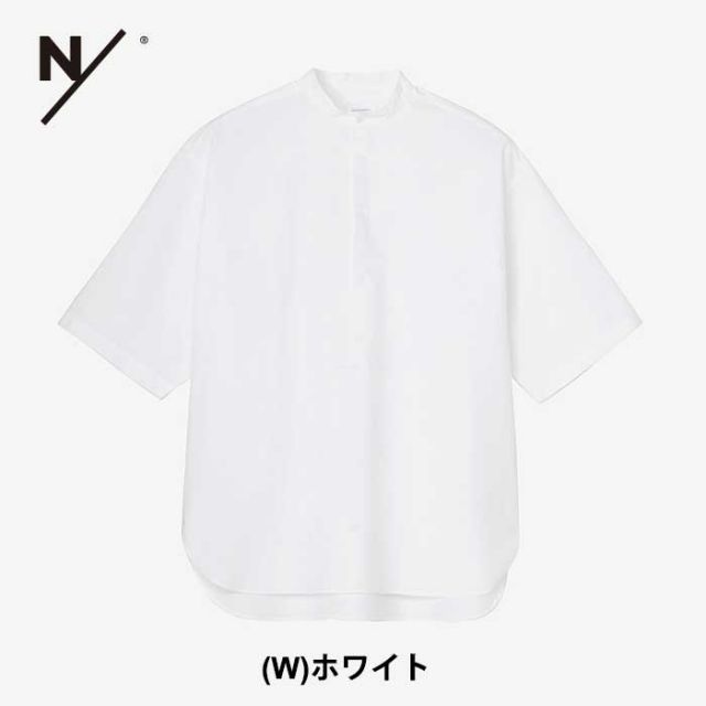 ニュートラルワークス 半袖シャツ メンズ レディース ユニセックス NEUTRALWORKS KSU34140 H/S BB COL SHIRTS ハーフスリーブスマートブロードパンドカラーシャツ バンドカラー ネイビー ホワイト  S / M / L 春夏 (240421)