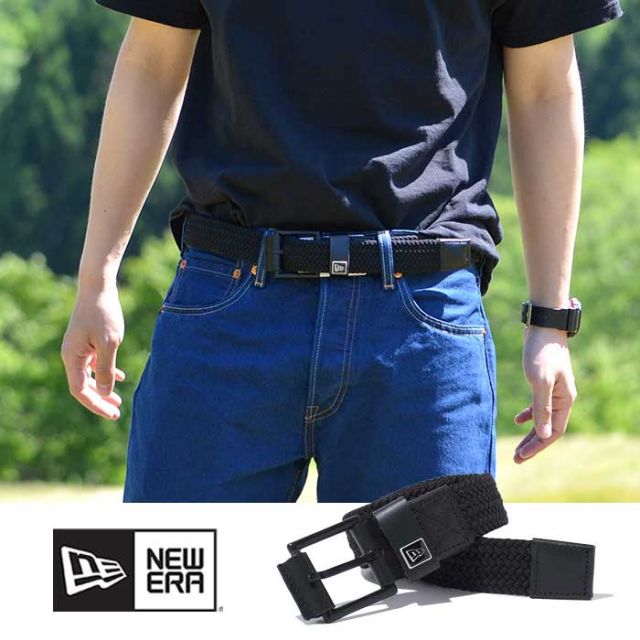 ニューエラ newera BELT STRETCH WEAVE ニューエラ ベルト メンズ レディース ストレッチウィーブ ベルト ブラック 伸縮性あり フリーサイズ 14518229 メンズ レディース対応 編み込み 黒 おしゃれ メール便 (250328)