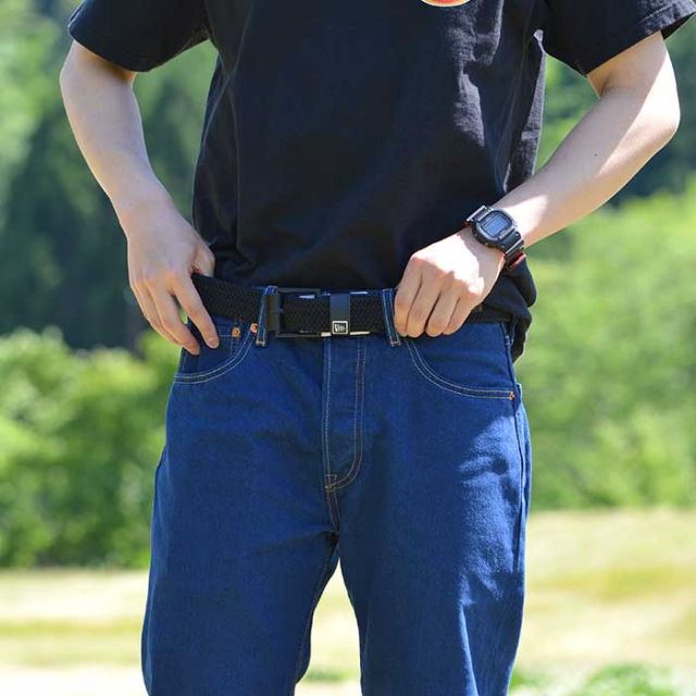 ニューエラ newera BELT STRETCH WEAVE ニューエラ ベルト メンズ レディース ストレッチウィーブ ベルト ブラック 伸縮性あり フリーサイズ 14518229 メンズ レディース対応 編み込み 黒 おしゃれ メール便 (250328)