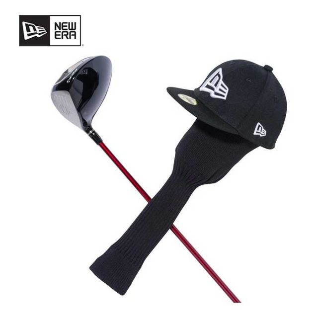 ニューエラ ゴルフ ヘッドカバー NEW ERA GOLF HEAD COVER ニューエラ ヘッドカバー ドライバー用 ブラック×ホワイト 59FIFTYモチーフ フラッグロゴ ゴルフ 460cc対応 ティーホルダー付き (14518200) (240305)