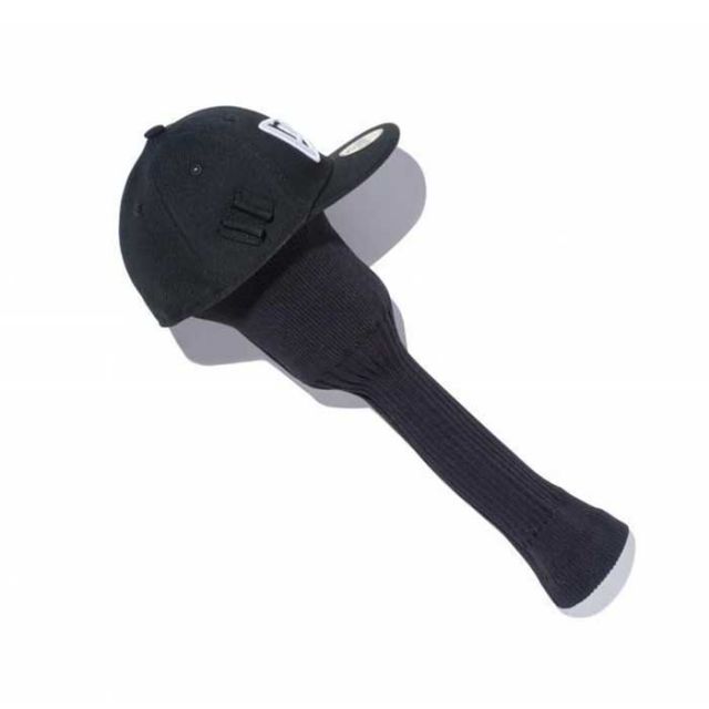 ニューエラ ゴルフ ヘッドカバー NEW ERA GOLF HEAD COVER ニューエラ ヘッドカバー ドライバー用 ブラック×ホワイト 59FIFTYモチーフ フラッグロゴ ゴルフ 460cc対応 ティーホルダー付き (14518200) (240305)
