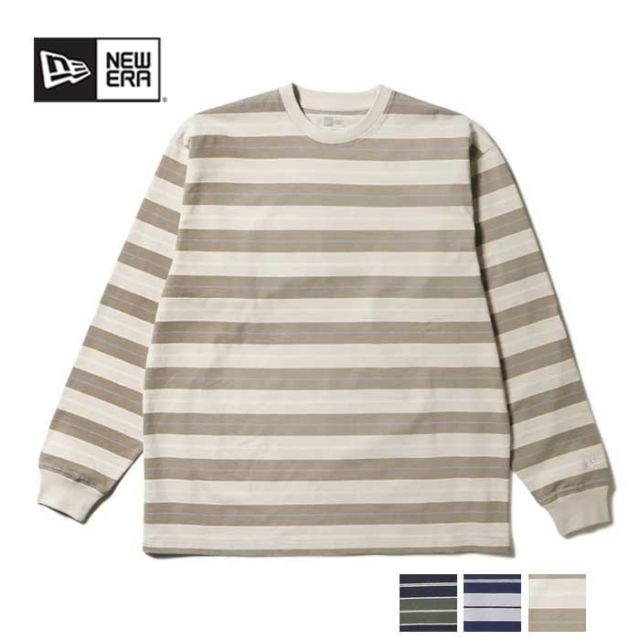 ニューエラ ロンt newera LS OS CT TEE MULTI BORDER 長袖 オーバーサイズド コットン Tシャツ  ボーダー しましま (241011)