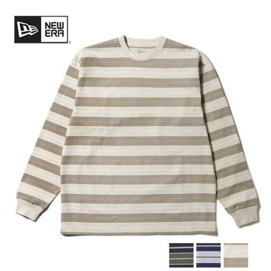 ニューエラ ロンt newera LS OS CT TEE MULTI BORDER 長袖 オーバーサイズド コットン Tシャツ  ボーダー しましま (241011)