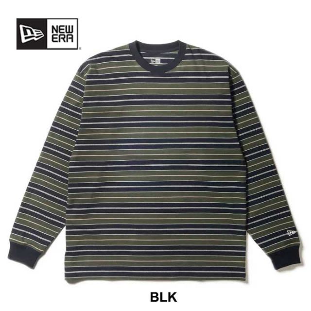 ニューエラ ロンt newera LS OS CT TEE MULTI BORDER 長袖 オーバーサイズド コットン Tシャツ  ボーダー しましま (241011)