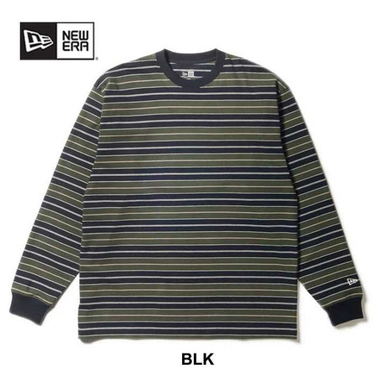 ニューエラ ロンt newera LS OS CT TEE MULTI BORDER 長袖 オーバーサイズド コットン Tシャツ  ボーダー しましま (241011)