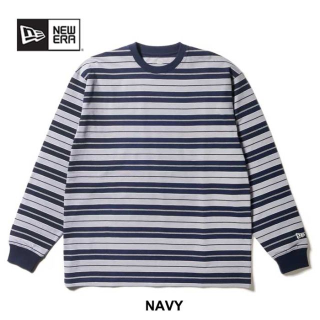 ニューエラ ロンt newera LS OS CT TEE MULTI BORDER 長袖 オーバーサイズド コットン Tシャツ  ボーダー しましま (241011)