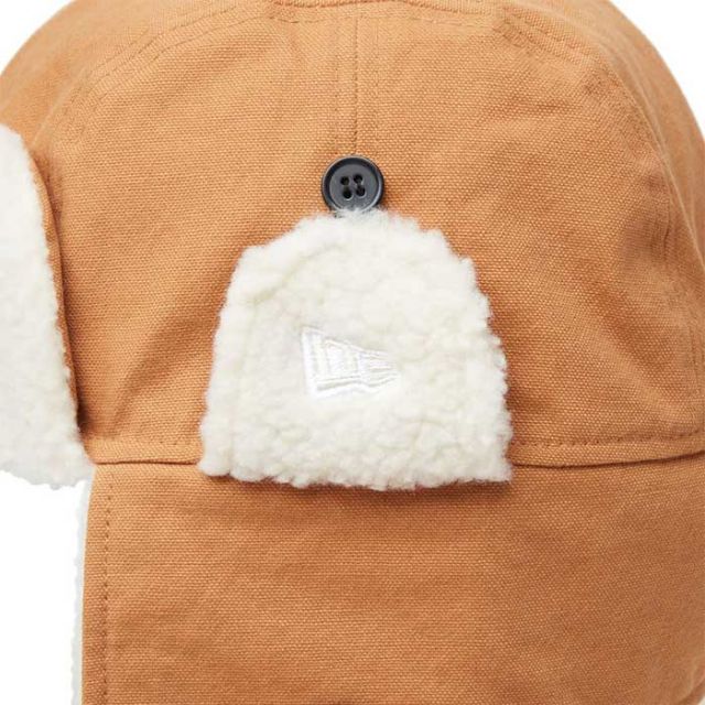 ニューエラ キャップ NEWERA トラッパー Duck Canvas ダックキャンバス TRAPPER DUCK ライトブロンズ ブラック メンズ レディース ユニセックス ファーハット フライトキャップ 冬用 アウトドア 人気 M / L (241030)