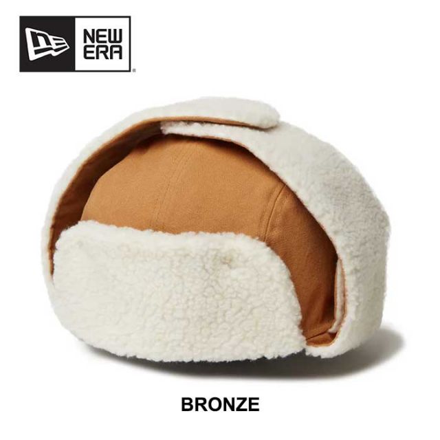 ニューエラ キャップ NEWERA トラッパー Duck Canvas ダックキャンバス TRAPPER DUCK ライトブロンズ ブラック メンズ レディース ユニセックス ファーハット フライトキャップ 冬用 アウトドア 人気 M / L (241030)