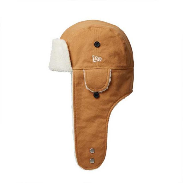 ニューエラ キャップ NEWERA トラッパー Duck Canvas ダックキャンバス TRAPPER DUCK ライトブロンズ ブラック メンズ レディース ユニセックス ファーハット フライトキャップ 冬用 アウトドア 人気 M / L (241030)