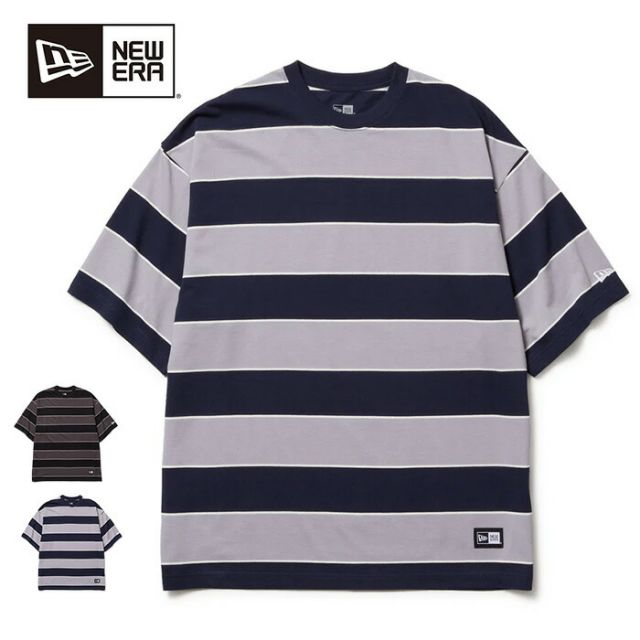 ニューエラ Tシャツ メンズ 半袖 オーバーサイズド コットン Tシャツ Multi Border NEWERA SS OS CT TEE MULBOR ニューエラ ボーダー メンズ レディース オーバーサイズ コットン 半袖 太ボーダー ストリート  メール便 (2503)