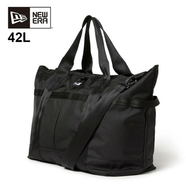 ニューエラ トートバッグ ラージ 42L ブラック NEWERA TOTE BAG L 1680D 大容量 ジップ付き 撥水 ポケット多数 ユニセックス 通勤 通学 旅行 アウトドア バッグ メンズ レディース (2503)