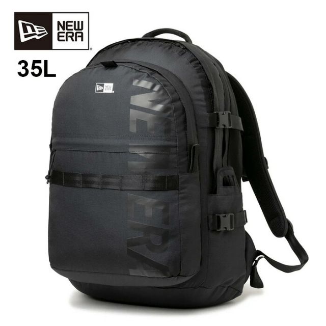 ニューエラ キャリアパック 35L ライトウェイト プリントロゴ ブラック × ブラック NEWERA CARRIER PACK 150D NE LOGO バックパック リュック バック キャリアパック 通勤 通学 PC収納 アウトドア ブラック (2503)