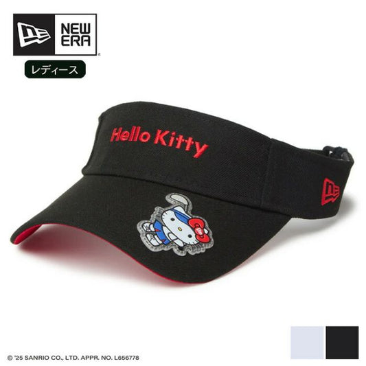 ニューエラ サンバイザー レディース ロングバイザー HELLO KITTY GFW SUN VISOR LV GOLF KITTY ニューエラ ハローキティ サンバイザー レディース ゴルフ 日よけ UVカット コラボ ベルクロ調整可能 (250411)