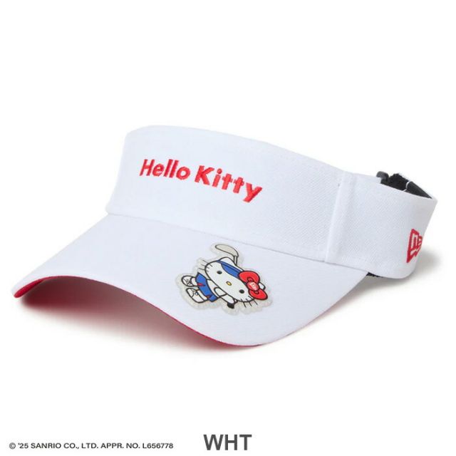 ニューエラ サンバイザー レディース ロングバイザー HELLO KITTY GFW SUN VISOR LV GOLF KITTY ニューエラ ハローキティ サンバイザー レディース ゴルフ 日よけ UVカット コラボ ベルクロ調整可能 (250411)