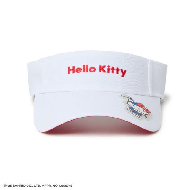 ニューエラ サンバイザー レディース ロングバイザー HELLO KITTY GFW SUN VISOR LV GOLF KITTY ニューエラ ハローキティ サンバイザー レディース ゴルフ 日よけ UVカット コラボ ベルクロ調整可能 (250411)