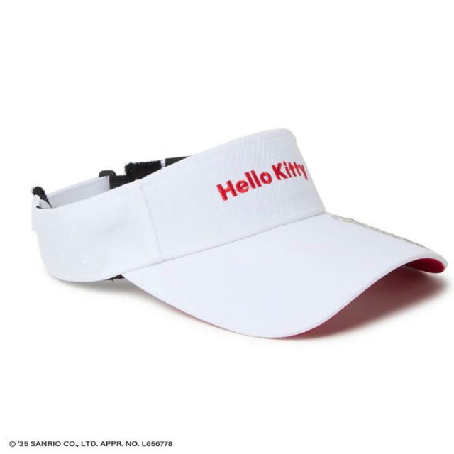 ニューエラ サンバイザー レディース ロングバイザー HELLO KITTY GFW SUN VISOR LV GOLF KITTY ニューエラ ハローキティ サンバイザー レディース ゴルフ 日よけ UVカット コラボ ベルクロ調整可能 (250411)