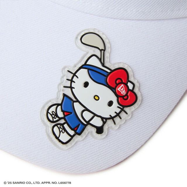 ニューエラ サンバイザー レディース ロングバイザー HELLO KITTY GFW SUN VISOR LV GOLF KITTY ニューエラ ハローキティ サンバイザー レディース ゴルフ 日よけ UVカット コラボ ベルクロ調整可能 (250411)