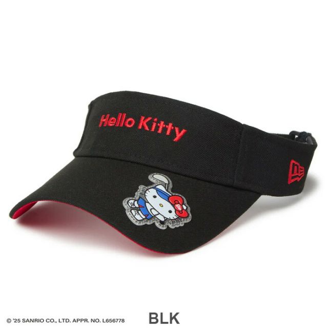 ニューエラ サンバイザー レディース ロングバイザー HELLO KITTY GFW SUN VISOR LV GOLF KITTY ニューエラ ハローキティ サンバイザー レディース ゴルフ 日よけ UVカット コラボ ベルクロ調整可能 (250411)