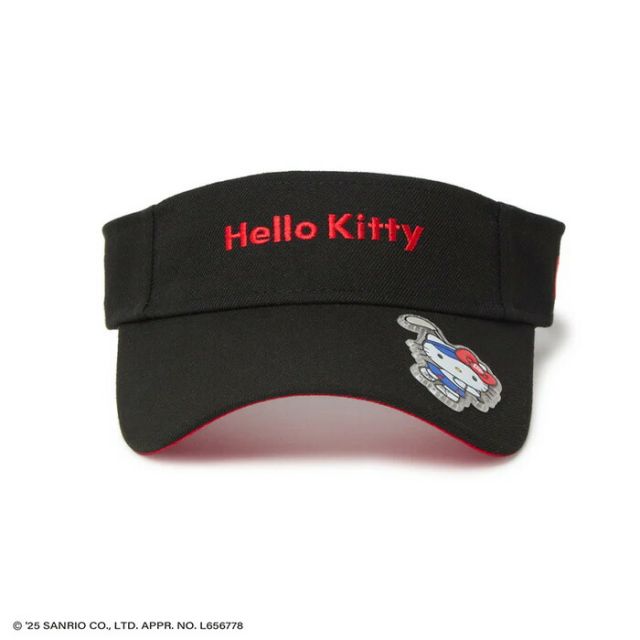 ニューエラ サンバイザー レディース ロングバイザー HELLO KITTY GFW SUN VISOR LV GOLF KITTY ニューエラ ハローキティ サンバイザー レディース ゴルフ 日よけ UVカット コラボ ベルクロ調整可能 (250411)