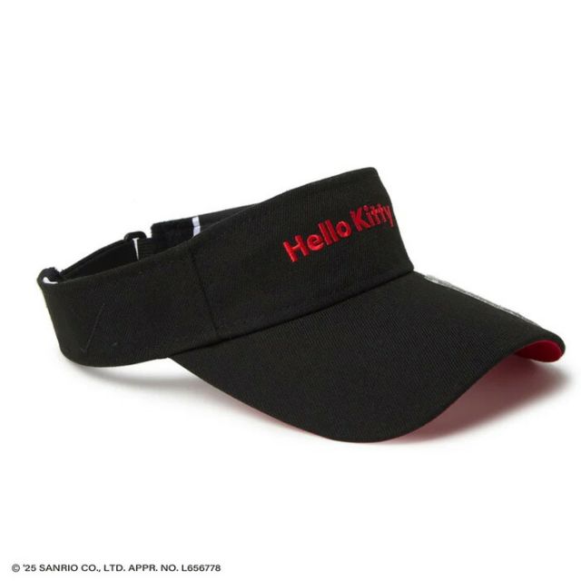 ニューエラ サンバイザー レディース ロングバイザー HELLO KITTY GFW SUN VISOR LV GOLF KITTY ニューエラ ハローキティ サンバイザー レディース ゴルフ 日よけ UVカット コラボ ベルクロ調整可能 (250411)