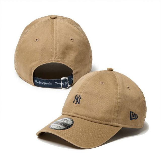 ニューエラ キャップ メンズ レディース NEWERA 920CS MLB MINI LOGO NEYYAN ニューヨーク・ヤンキース キャップ グレー カーキ ベージュ ミニロゴ クロスストラップ カーブドバイザー ユニセックス 14668009 14668008 (250904)