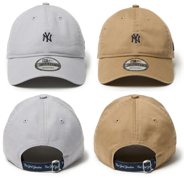 ニューエラ キャップ メンズ レディース NEWERA 920CS MLB MINI LOGO NEYYAN ニューヨーク・ヤンキース キャップ グレー カーキ ベージュ ミニロゴ クロスストラップ カーブドバイザー ユニセックス 14668009 14668008 (250904)