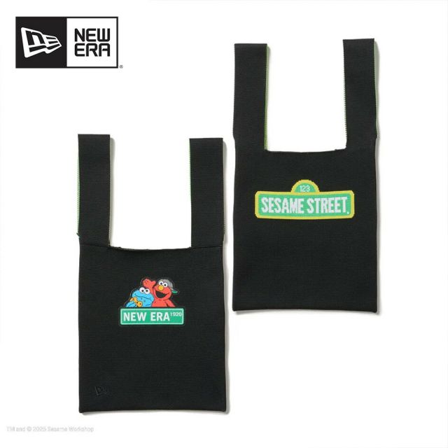ニューエラ トート バッグ トートバッグ ニット NEWERA KNIT TOTE BAG SESAME NELG SESAME STREET セサミストリート コラボ 14682532 ユニセックス エコバッグ ブラック キャラクター ニット素材 おしゃれ 通勤 通学 メール便 (250904)