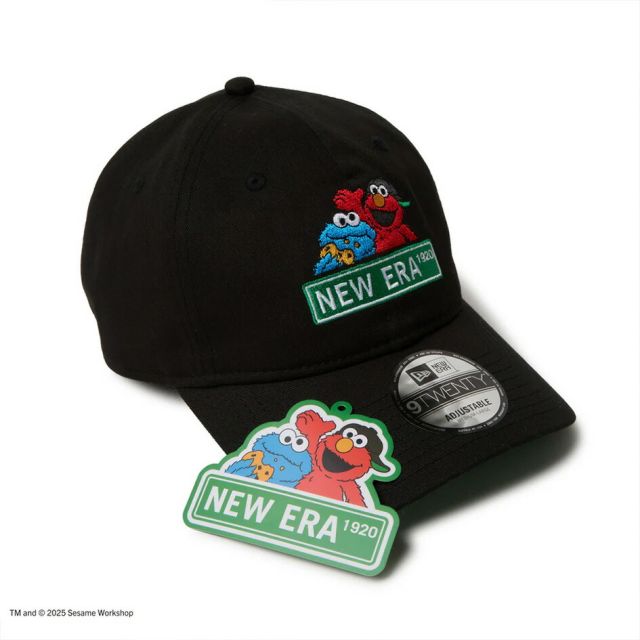 ニューエラ キャップ コラボ NEWERA 920 SESAME NELOGO セサミストリート コラボ キャップ ブラック クロスストラップ ユニセックス ゴルフ 帽子 14682612 (250904)