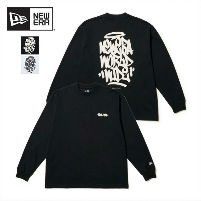 ニューエラ ロンt メンズ 長袖 オーバーサイズド コットン Tシャツ Tagging ブラック ホワイト 14682691 14682689 ストリート風プリント 男女兼用 NEWERA LS OS CT TEE TAGGING 長袖 オーバーサイズド  Tagging 8oz 厚手 メール便 (250904)